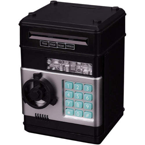 Make saving money fun and educational with the Mini ATM Savings Piggy Bank, designed for kids, teens, and adults. This electronic coin bank allows you to deposit real coins and bills, while keeping them secure with a digital password lock, teaching children valuable lessons about financial responsibility and smart saving habits.

Its compact and durable design comes in sleek black or silver, making it a stylish addition to any room. Perfect for home, office, or classroom use, this ATM piggy bank is also a g